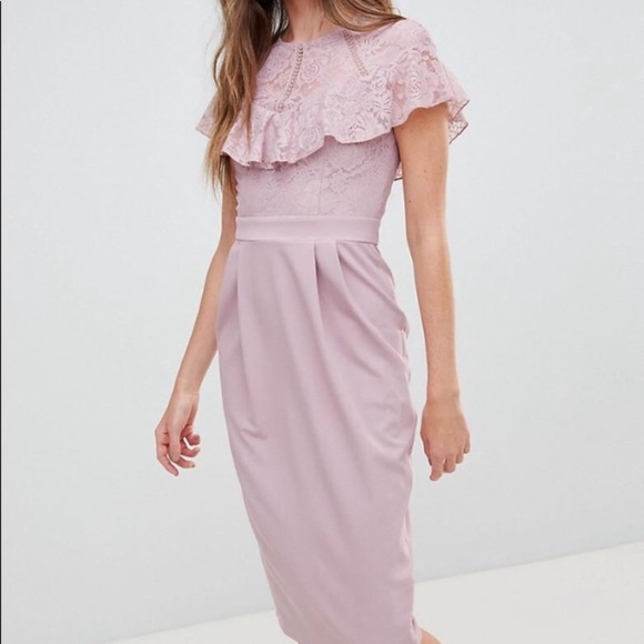 ASOS Lace Insert Pencil Midi Dress - Picture 4 of 14